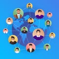 Flat design concept social network. Peoples connecting around th Royalty Free Stock Photo