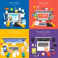 Flat design concept vector set designer of website, graphic, app