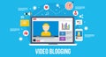 Video blogging - flat design concept.