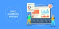 Flat design concept of video marketing, data analysis, audience engagement. Royalty Free Stock Photo
