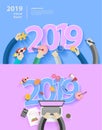 Flat design concepts for business analysis and planning new year 2019 Royalty Free Stock Photo