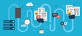Shared data. Download files safely. Vector design.