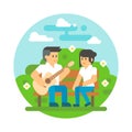 Flat design couple playing guitar