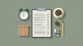 Flat Design Courier Checklist Featuring Items, Timestamps, and Minimalistic Layout for Efficient Delivery Planning Royalty Free Stock Photo