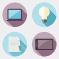 Flat design creativity icons with long shadow 1