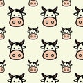 Flat design cute head cow cartoon seamless pattern for background and wallpaper Royalty Free Stock Photo