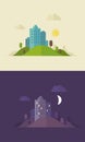 Flat design day and night sity