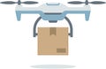Flat Design Drone Delivering Package Icon for Modern Delivery Service Royalty Free Stock Photo