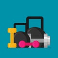 Flat design of dumbells Illustration