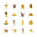 Flat design Egypt travel icons, infographics elements with Egyptian symbols Royalty Free Stock Photo