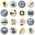 Flat Design Electricity Power Icons Set Royalty Free Stock Photo