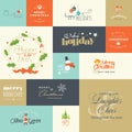 Flat design elements for Christmas and New Year greeting cards Royalty Free Stock Photo