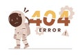 Flat design of 404 error page not found with sad astronaut Royalty Free Stock Photo
