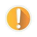 Flat design exclamation mark icon in bright orange circle for warning and attention message Royalty Free Stock Photo