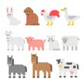 Flat design farm animal set Royalty Free Stock Photo