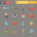 Flat Design Fashion Symbols Accessories Icons Set Vector Illustration Royalty Free Stock Photo