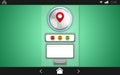 Flat-design feedback UI is showing map pin, feedback controls and UI icons on green gradient screen Royalty Free Stock Photo
