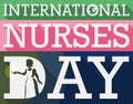 Flat Design with Florence Nightingale Silhouette for International Nurses Day, Vector Illustration
