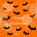 Flat design flying bat. Happy Hallowen. Hallowen party poster design.