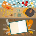 Flat design food and cooking banner