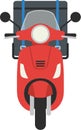 Flat Design Front View Red Scooter with Delivery Box Illustration Royalty Free Stock Photo