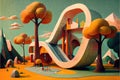 Flat design of futuristic playground. Generative AI