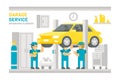 Flat design garage service infographic