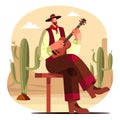 Flat design gaucho cowboy illustration Vector illustration. Royalty Free Stock Photo