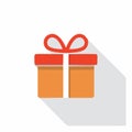 Flat Design Gift Box Icon with Long Shadow Royalty Free Stock Photo