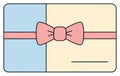 Flat Design Gift Card or Voucher Template with Pink Bow and Ribbon Royalty Free Stock Photo