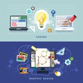Flat design for graphic design and coding