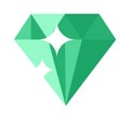 Flat design of Green gemstone illustration. Royalty Free Stock Photo
