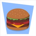 Flat Design Hamburger Color Illustration