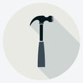 Flat Design Hammer Tool Icon with Long Shadow Royalty Free Stock Photo