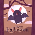 flat design hand drawn halloween bat concept vector design Royalty Free Stock Photo