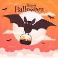 flat design hand drawn halloween bat concept vector design Royalty Free Stock Photo