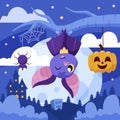 flat design hand drawn halloween bat concept vector design Royalty Free Stock Photo