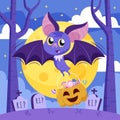 flat design hand drawn halloween bat concept vector design Royalty Free Stock Photo