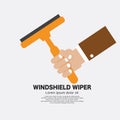 Flat Design Hand Holding Windshield Wiper For Car Vector