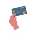 Flat design hands holding credit card Royalty Free Stock Photo