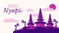 flat design happy nyepi banner template