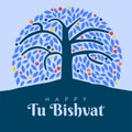 happy tu bishvat poster template vector