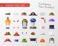 flat design hats and caps for social network avatars