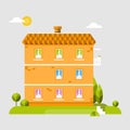 Flat design of house.