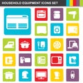 Flat design household equipment icons set