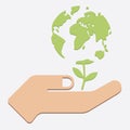 Flat Design for Human hands holding Earth ,Save the Earth