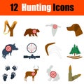 Flat design hunting icon set Royalty Free Stock Photo