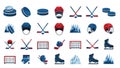 Flat Design Ice Hockey Equipment and Elements Vector Set Royalty Free Stock Photo