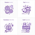 Flat design icon passive income / Fast Service / Functions & Benefits / Cash payment
