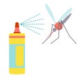 Flat design icon of repellent and mosquito